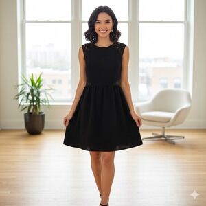 Speckless Mini Dress Womens 9 Black Lace Cap Sleeve Fit Flare Party Cocktail